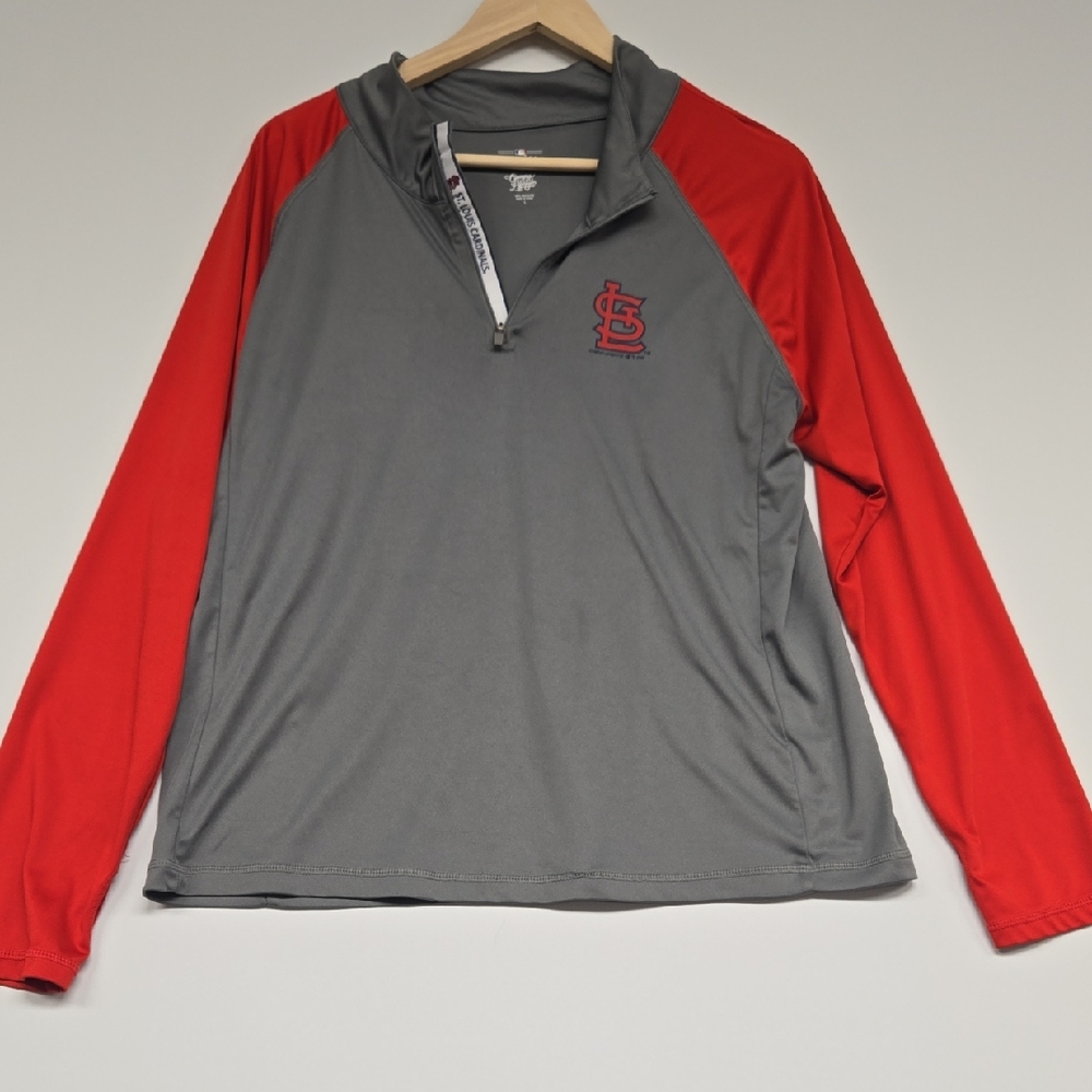 Majestic Gray and Red Quarter-Zip Top